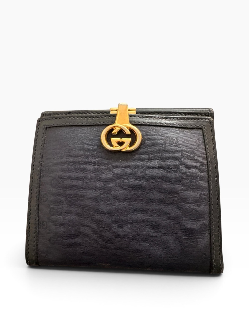Gucci Navy Wallet with Gold GG Clip